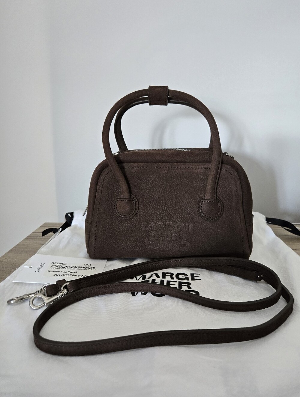 MARGESHERWOOD Soft Mini Nubuck Tote Bag In Dark Brown